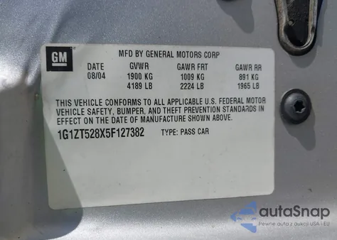 2005 Chevrolet Malibu Ls from USA, damaged, VIN 1G1ZT528X5F127382